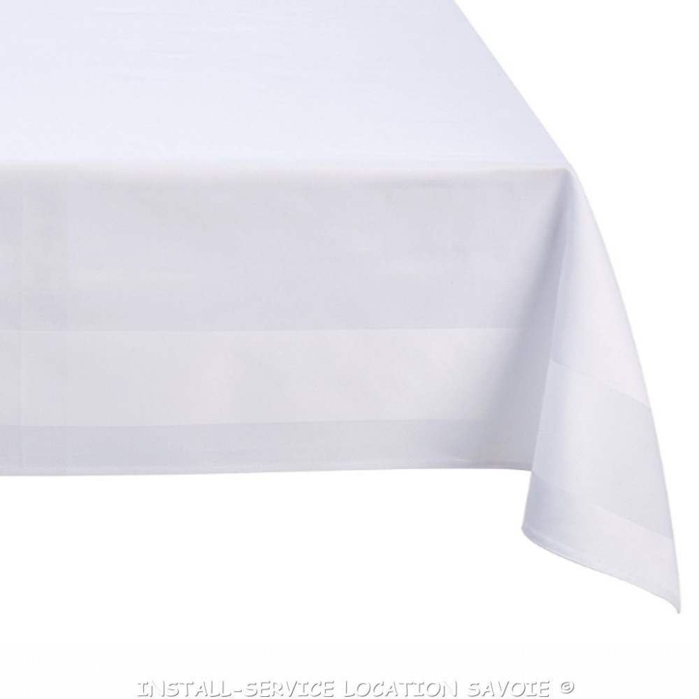 Nappe blanche bande de satin 1370 x 2280mm - Mitre Luxury - Fourniresto -  Fourniresto